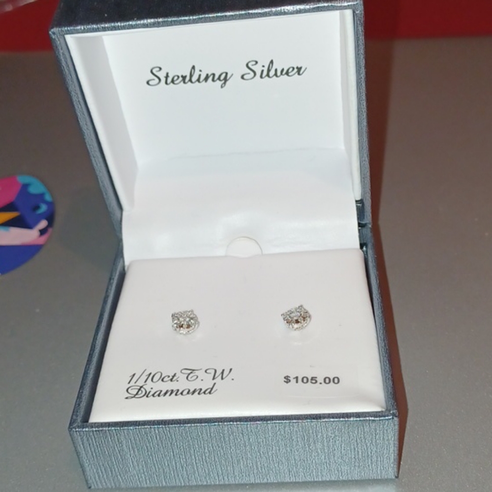Sterling silver diamond earrings